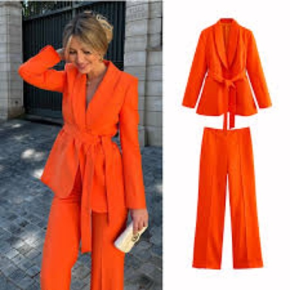 Zara Vibrant Orange Suit Set
